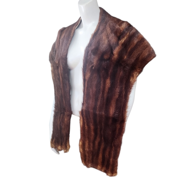Vintage Accessories - Vintage Elegance In Furs By Eunice Brown Striped Mink Fur Stole